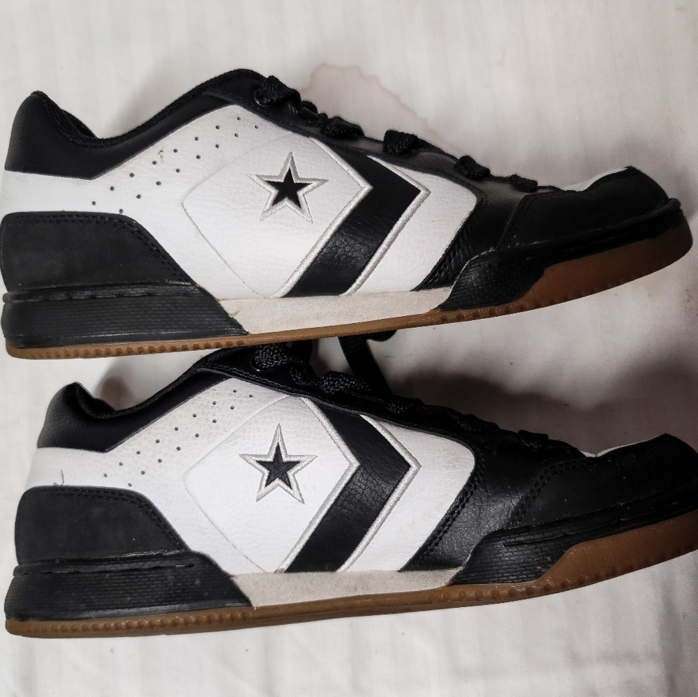 VERY RARE Converse Skateboarding Sneakers, Black & White Leather, US Men's 10 - Picture 2 of 7